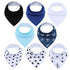 8PCS/SET Comfortable Colorful 100% Organic Cotton Adjustable Snaps Bandana Saliva Bibs For Baby Boys & Girls Kids