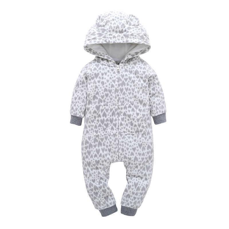 Modern High Quality Newborn Infant Baby Clothes Fleece Jumpsuit Boys Romper Hooded Jumpsuit Bear For Kids