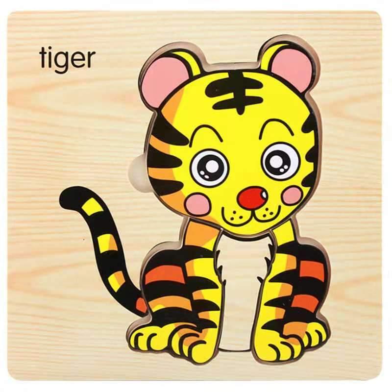 3D Wooden Children Interesting Puzzle Toys With Animals and Cars Exellent Puzzles Intelligence Kids Early Educational Toys For Children