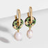 New Luxury Elegant Vintage Circle Geometric Flower Huggie Drop Earrings For Women With Round Pearl Statement Style