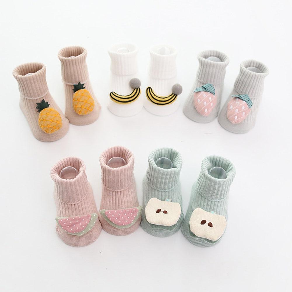 Fluffy Cotton High Quality Baby Socks Cartoon Fruit Print Rubber Anti Slip Infant Socks For Children Boys And Girls Great Gift