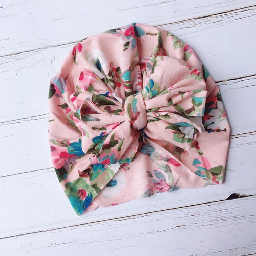 Cute Baby Hat Toddler Kids Soft Cotton Turban Beanies Hat Boy Girl Floral Bowknot Head Wraps