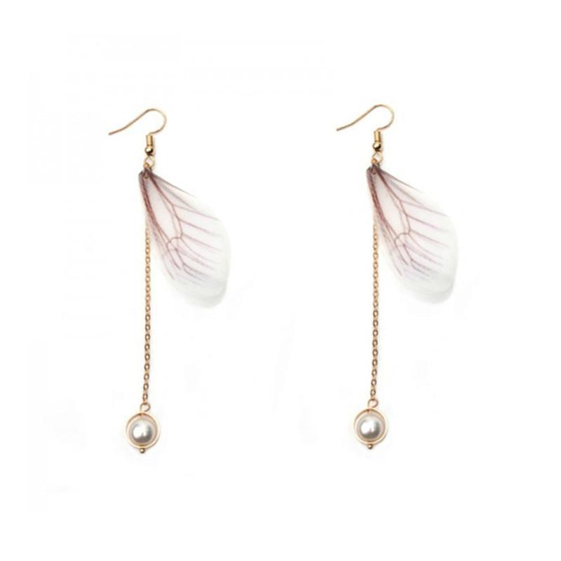 Luxury Modern Trend New Korean Retro Asymmetric Butterfly Imitation Pearl Earrings Fashion Round Flower For Women and Girls