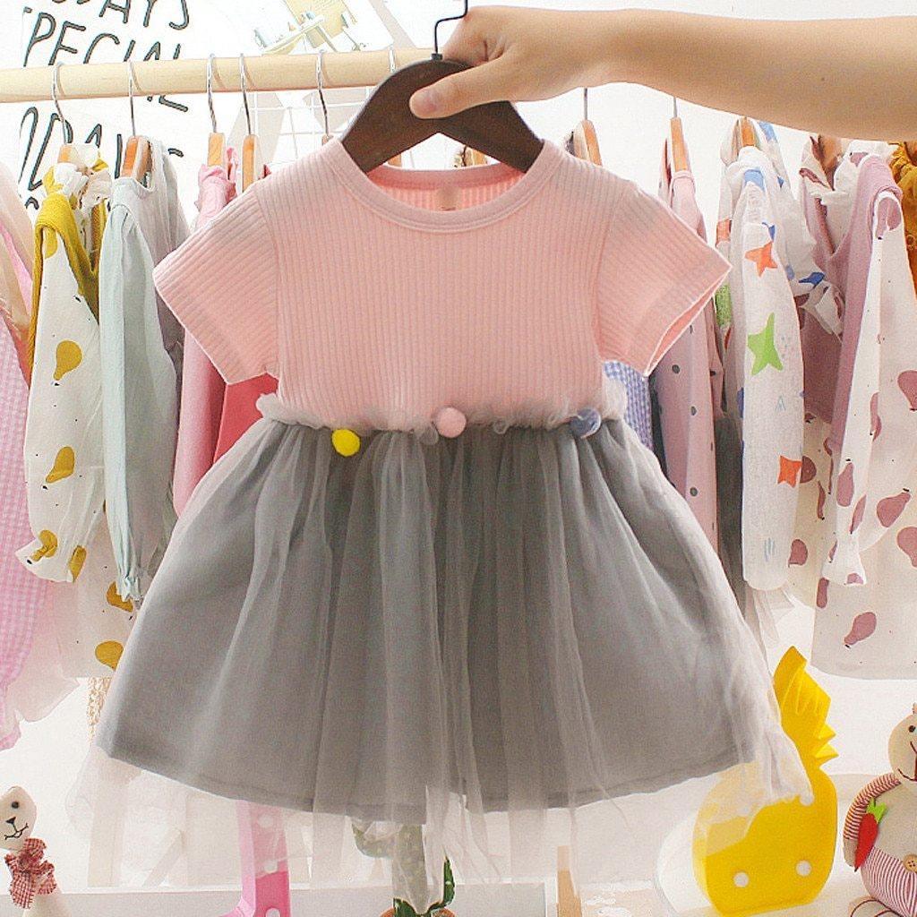 Fashion Modern New Spring Toddler Kids Baby Girls Patchwork Tulle Casual  Princess Dress For Girls