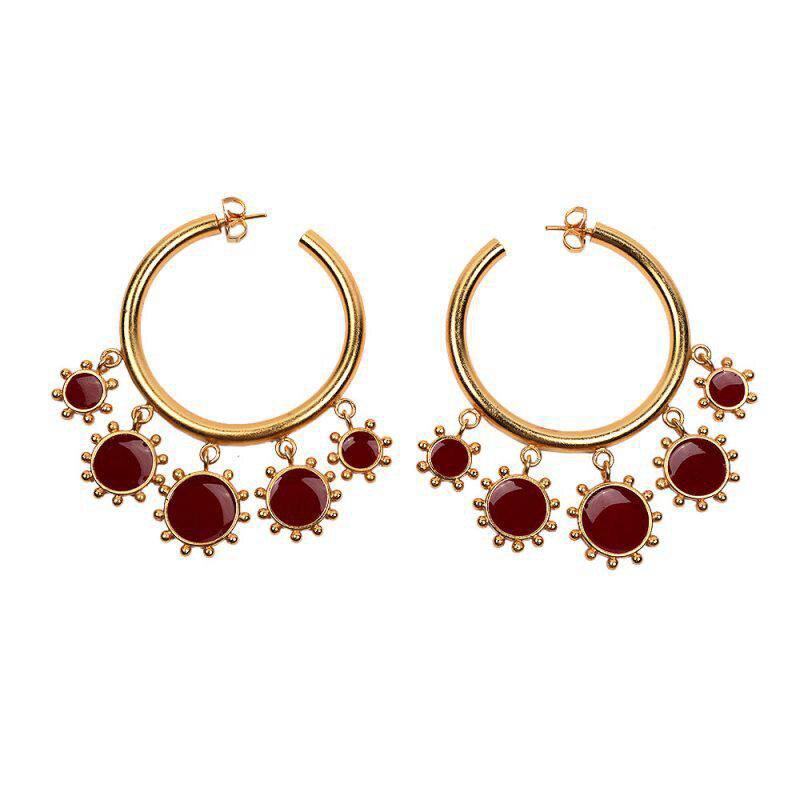 Dainty Red Heart Luxury Pendant Earrings Modern New Minimalist Gold Charm Earring Circle Fashion Street Style Fashion For Woman