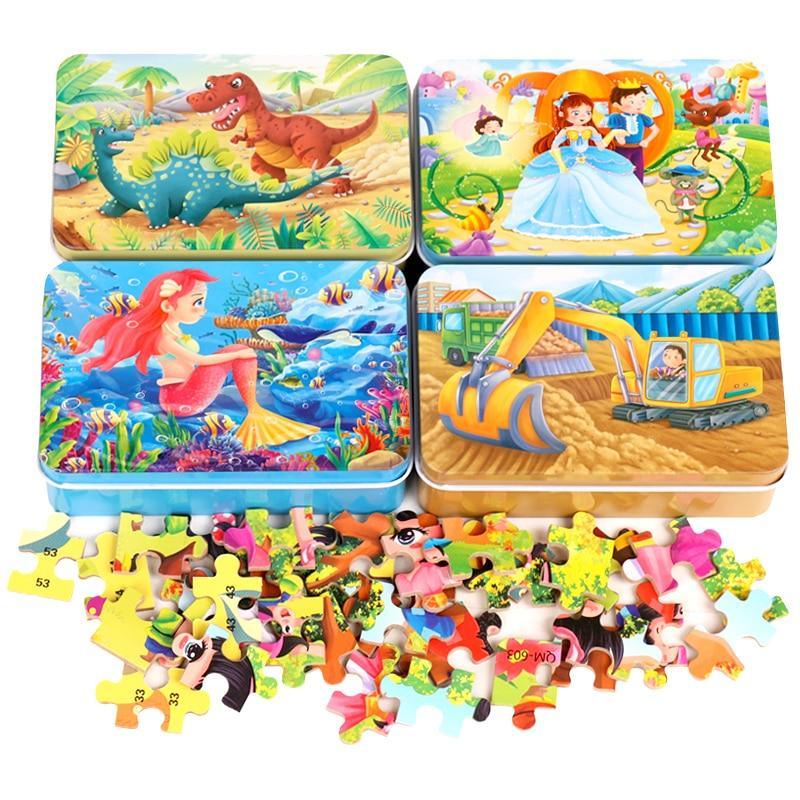 New 60 Pieces Wooden Toys Puzzle Kids Toy Cartoon Animal Wood Toys Puzzles For Child Early Educational Learning Toys for Children