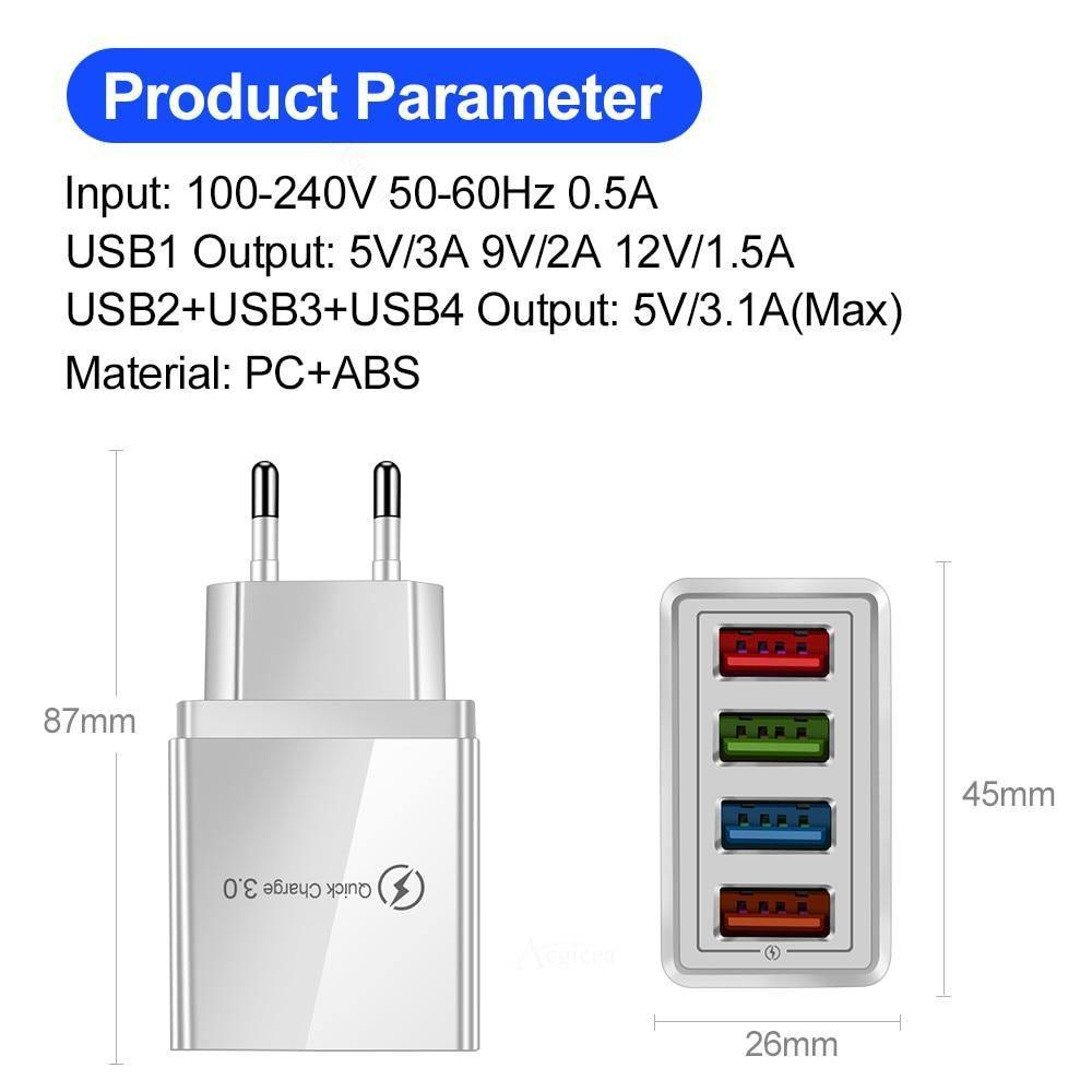 EU/US Plug USB Charger Quick Charge 3.0 For Phone Adapter Tablet Portable Wall Mobile Charger Fast Charging