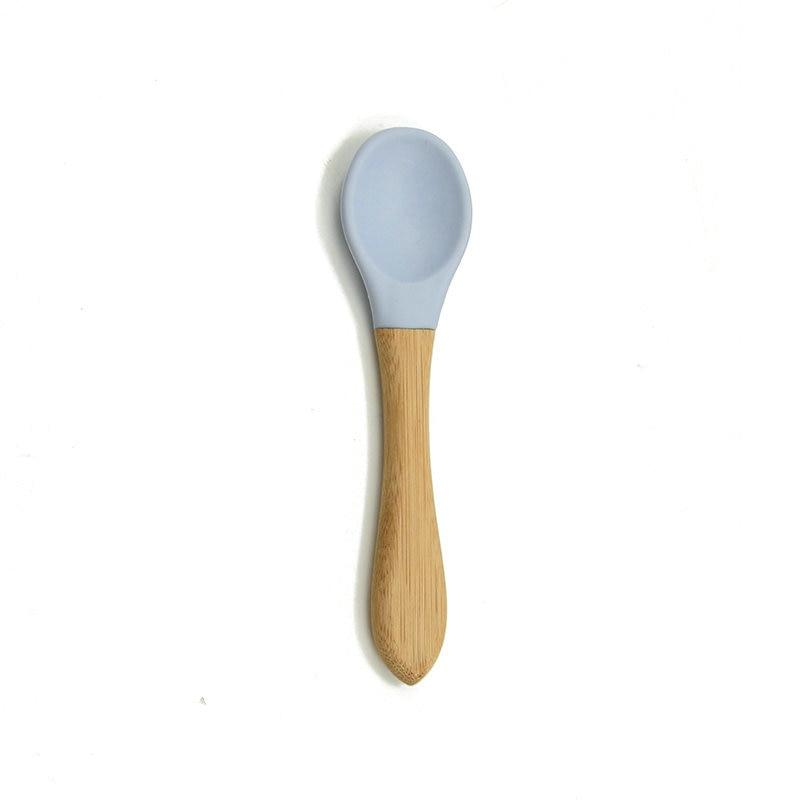 New Colors Baby Wooden Spoon Organic Silicone Tip Toddlers Infant Feeding Spoon Food Grade Material Soft Tableware Perfect For Baby Boys And Girls