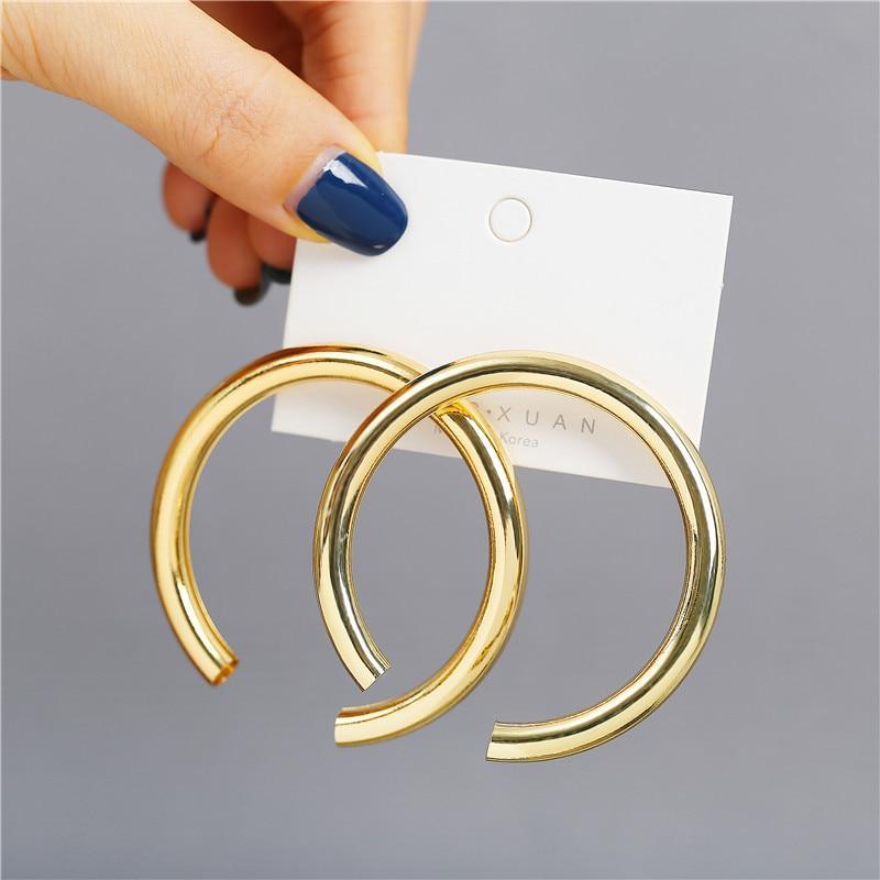 Elegant Plain Gold Metal Pearl Hoop Earrings In Fashion Big Circle Style For Women