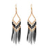 Handmade Modern Elegant Golden Silver Color Ethnic Acrylic Luxury Rainbow Beads Feather Drop Earrings for Women Boho Jewlery