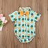 Newborn Boys Bodysuits Bow Short Sleeve Print Single Breasted Jumpsuits Shirt For Baby With Elegant Bow