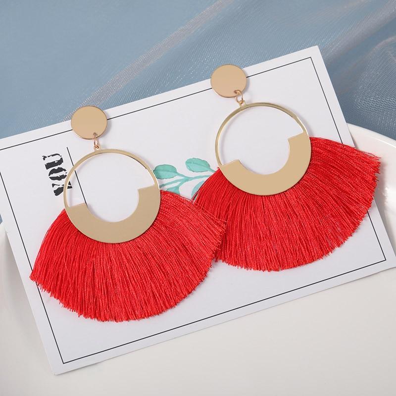 Tassel Modern Epic Retro  Bohemian Tassel Earrings for Women In  Cotton Silk Fabric Long Fringe Drop Dangle Earrings Design