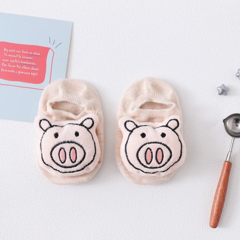 1 Pair Cartoon Cotton Baby Rubber Sole Anti Slip Floor Socks For Newborn Girls And Boys Kids