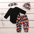 Halloween Clothing Newborn Infant Pumpkin Romper Floral Trousers Hat Headband 4pcs Set For Girls