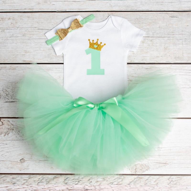 Luxury Modern Baby Girl First 1st Birthday Party Dress Cute Pink Tutu Cake Outfits For Birthday Party with Big Bow And Unicorn Design