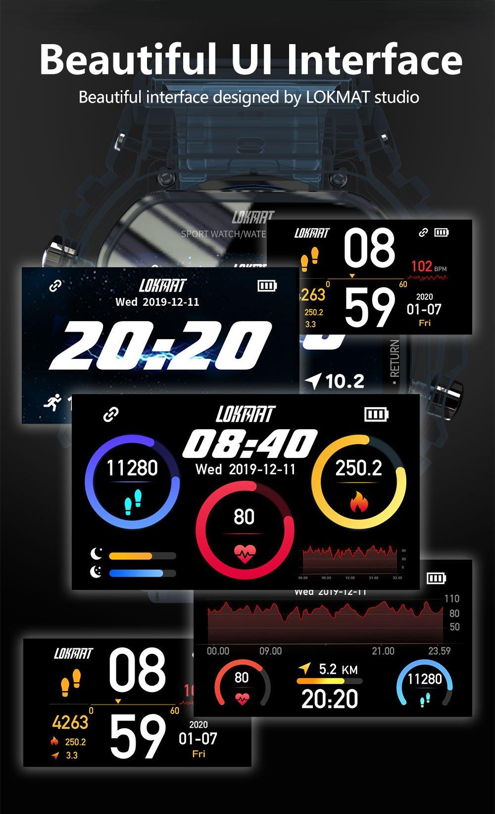 Military Ocean Army Smart Watch For Menand Woman For  Fitness and Sport With Tracker Blood Pressure Message Push Heart Rate Monitor and Clock Smartwatc For Android