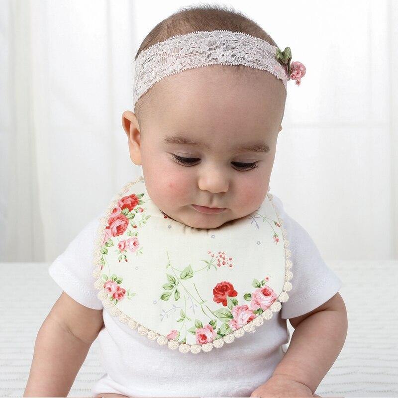 Double-deck Infant Baby Girl Boy Bib Kid Toddler Dinner Feeding Tassel Cotton Linen Burp Cloths