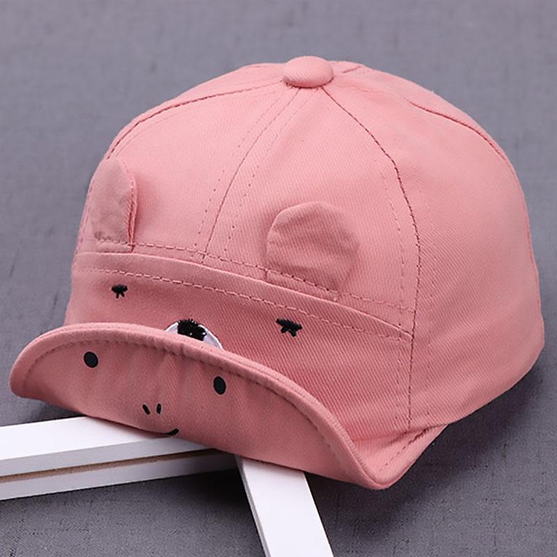 Cartoon Bear Baby Hat Cap Adjustable Baseball Cap Cute Striped Cotton Kids Sun Hat for Baby Boys