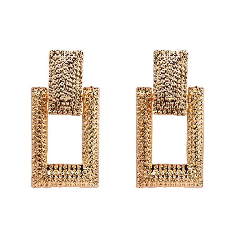 Fashion Elegant Geometric Earring For Women Luxury Gold Color Metal Jewelry Epic Exaggeration Punk Big Long Rectangle Earrings