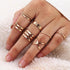 Simple Elegant Design Epic Round Gold Color Rings Set For Women Luxury Handmade Geometry Finger Ring Set Female Jewelry Gifts