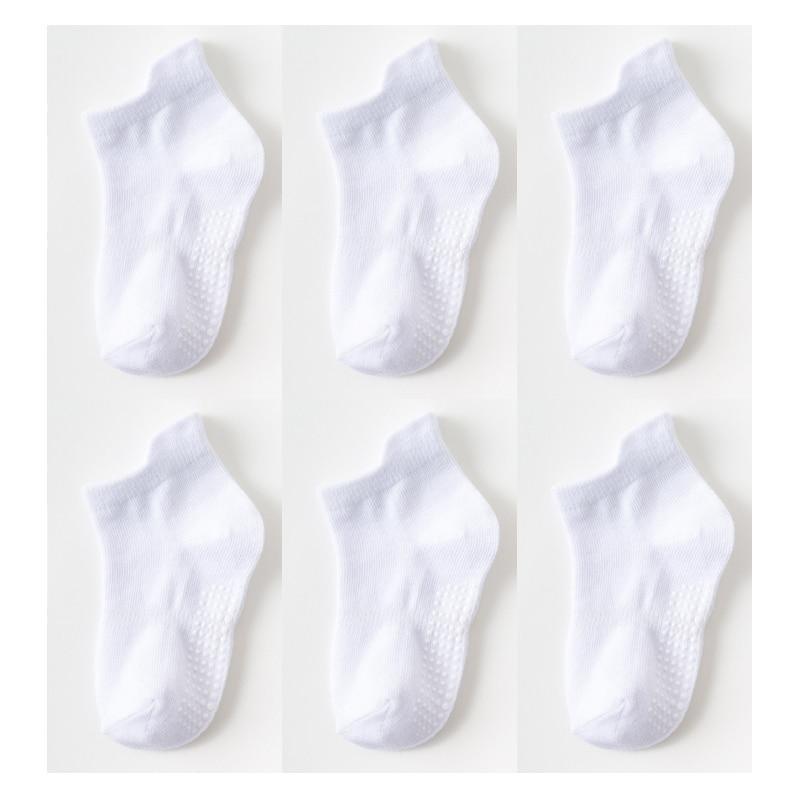 6 Pairs Cotton Children's Anti-slip Low Cut Floor Socks With Rubber Grips For Boys And Girls