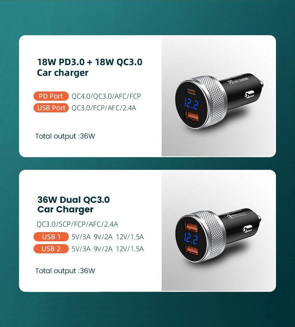 Mini Car Quick Charge 3.0 USB Charger Phone Charger Portable Auto Charge Fast Charging