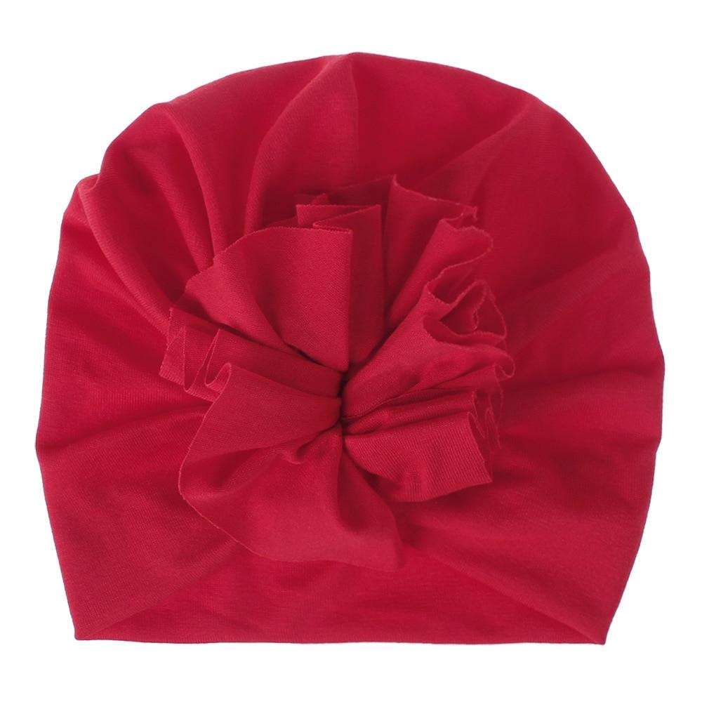 Handmade Pleated Flower Babies' Knitted Cotton Cloth Turban For Baby Girls In Elegant Style