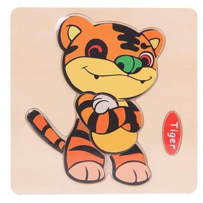 Baby Toys Wooden 3D Puzzle Cartoon Animal Intelligence Kids Educational Brain Teaser Children Tangram Shapes Learning