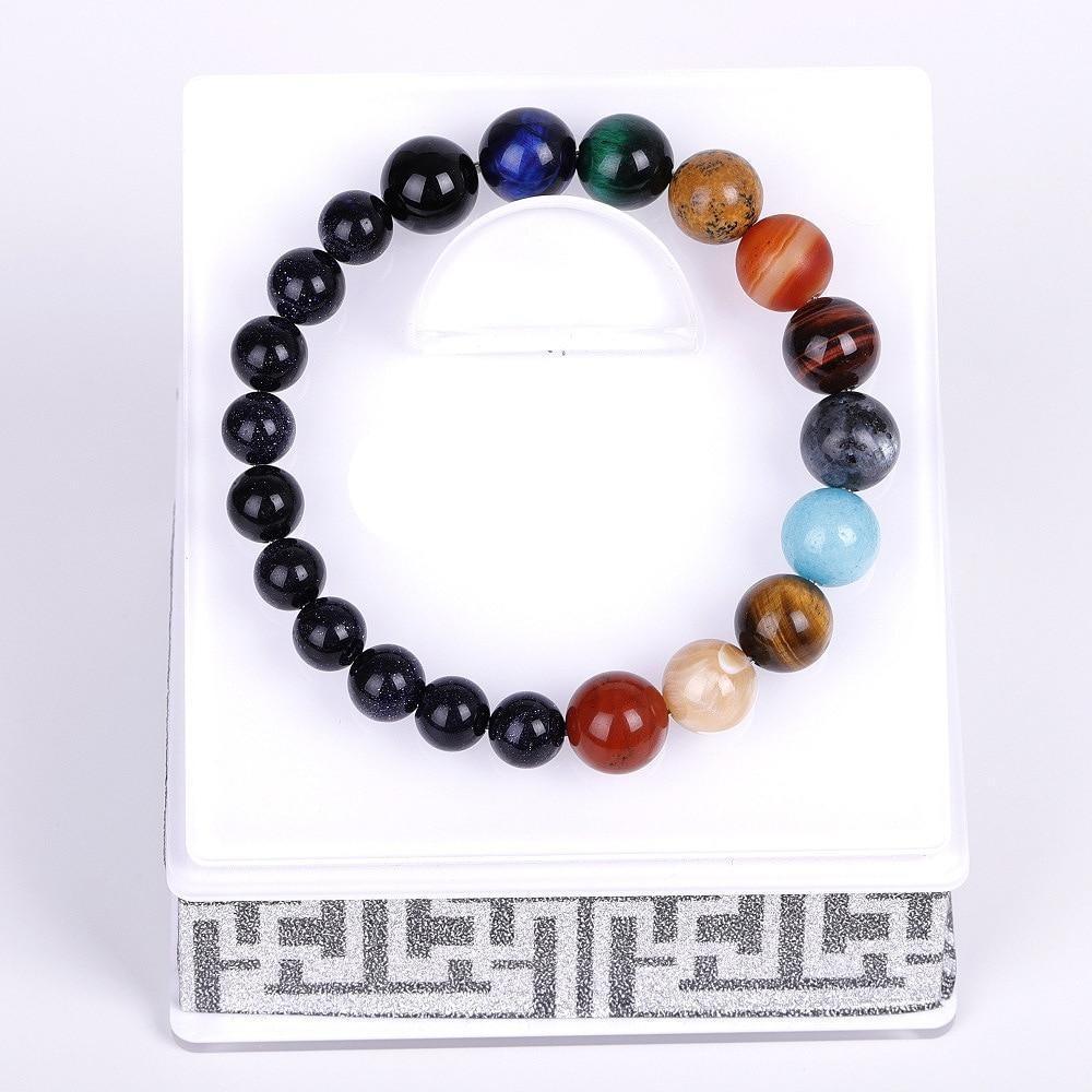 Galaxy Solar System Bracelet Universe Nine Planets Natural Stone Stars Earth Moon Bracelet For Women Man Fashion Jewelry