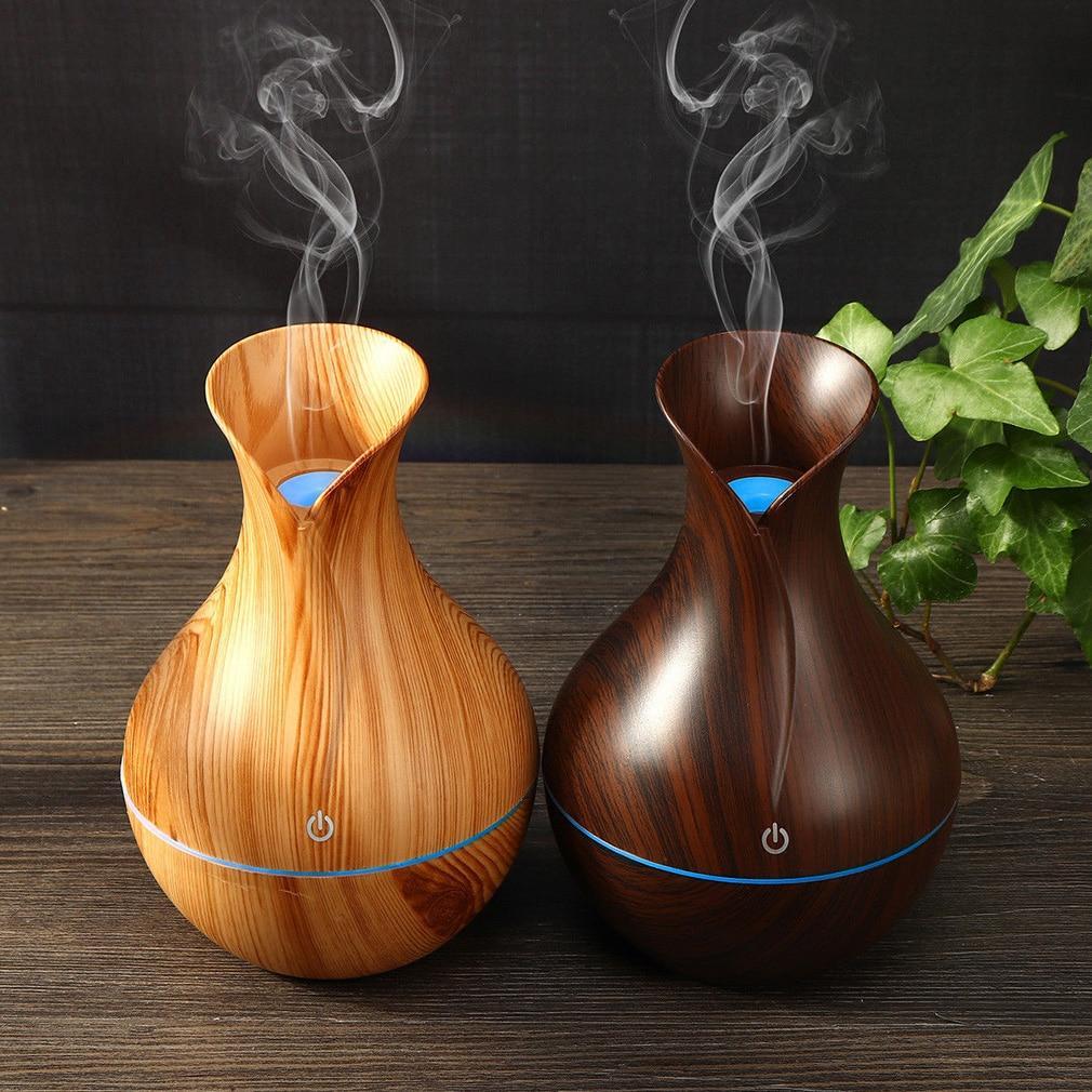 Essential Oil Diffuser 130ml Wood Grain Vase-Shaped  Aromatherapy Cool Mist Humidifier With 7 Colors LED Lights & Waterless Auto Shut-Off For Home Office