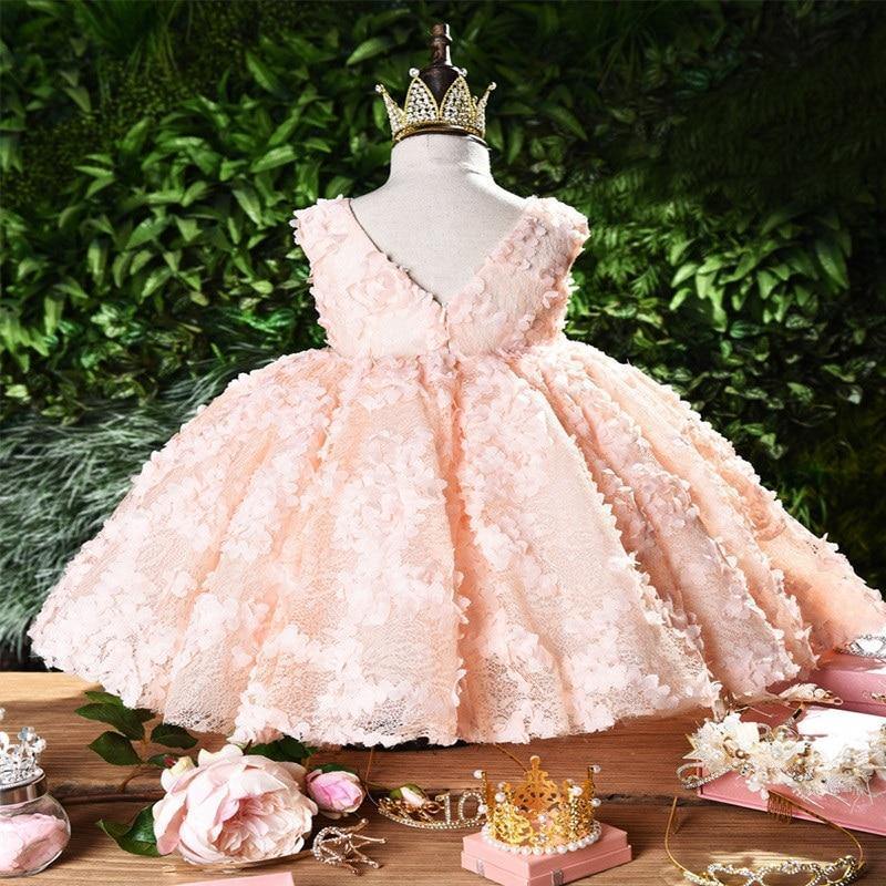 Luxury Modern Designer Toddler Baby Girl Infant Princess Lace Tutu Dress Baby Girl Wedding Dress Kids Party Dress