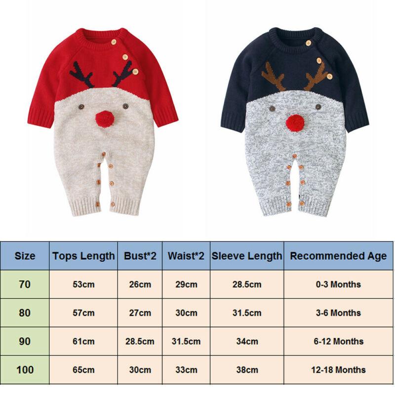 Baby Christmas Rompers Reindeer Knitted  Jumpsuits Toddler Children Warm Wool Clothes 0-2Y For Boys and Girls Christmas Eve Costume