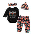 Halloween Clothing Newborn Infant Pumpkin Romper Floral Trousers Hat Headband 4pcs Set For Girls