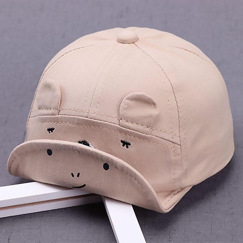 Cartoon Bear Baby Hat Cap Adjustable Baseball Cap Cute Striped Cotton Kids Sun Hat for Baby Boys