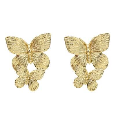 Fashion Bohemian punk Earrings Jewelry gold & silver color butterfly shape Stud Earrings