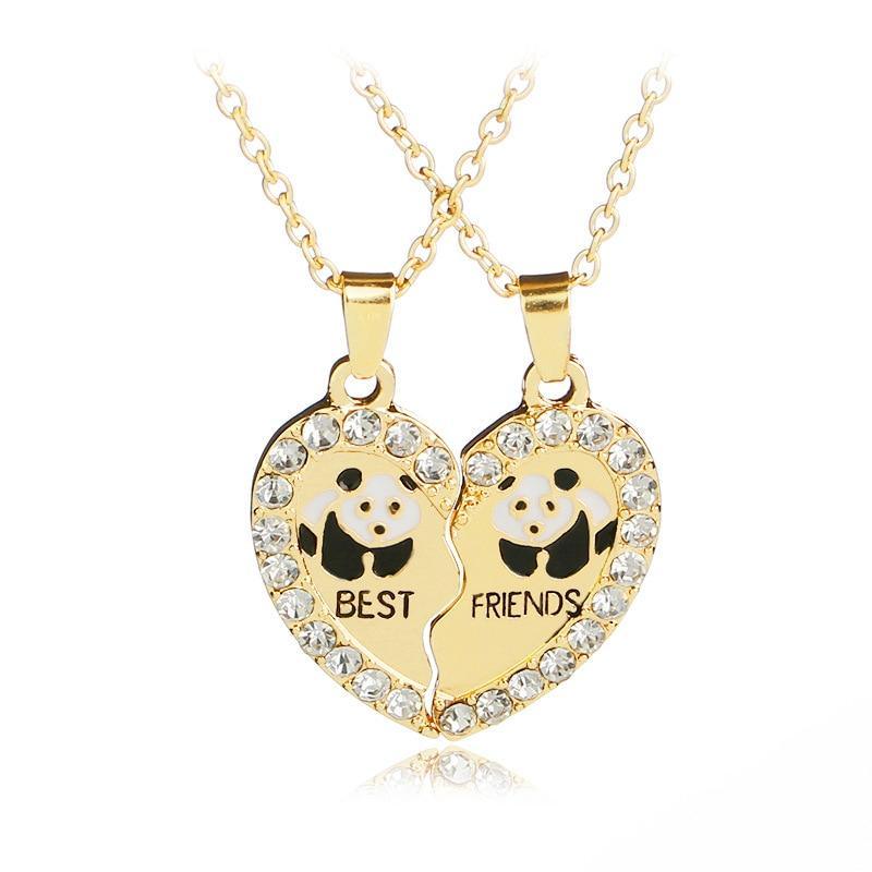 Love Couple Pendant  Rainbow Broken Heart BFF Friendship Necklace Perfect Gift For Friends Cool Jewelry Style