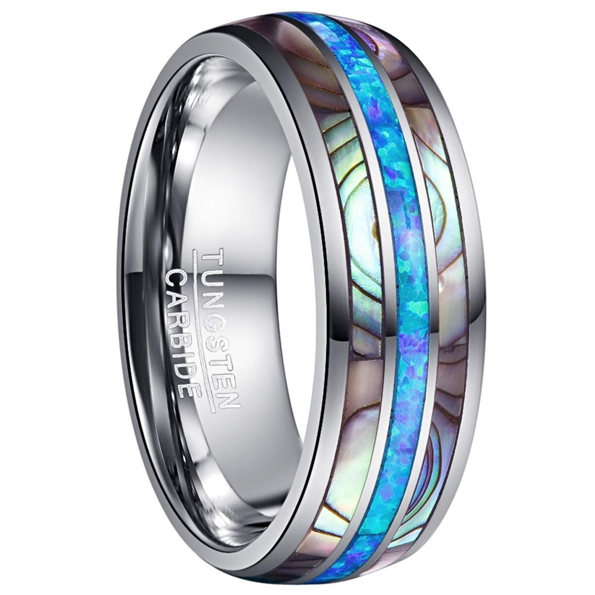 Luxury Elegant Silver 8mm Polished Finish Stainless Steel Ring Engraved Wedding Band For Men Jewelry style