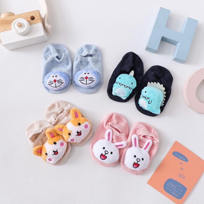 1 Pair Cartoon Cotton Baby Rubber Sole Anti Slip Floor Socks For Newborn Girls And Boys Kids