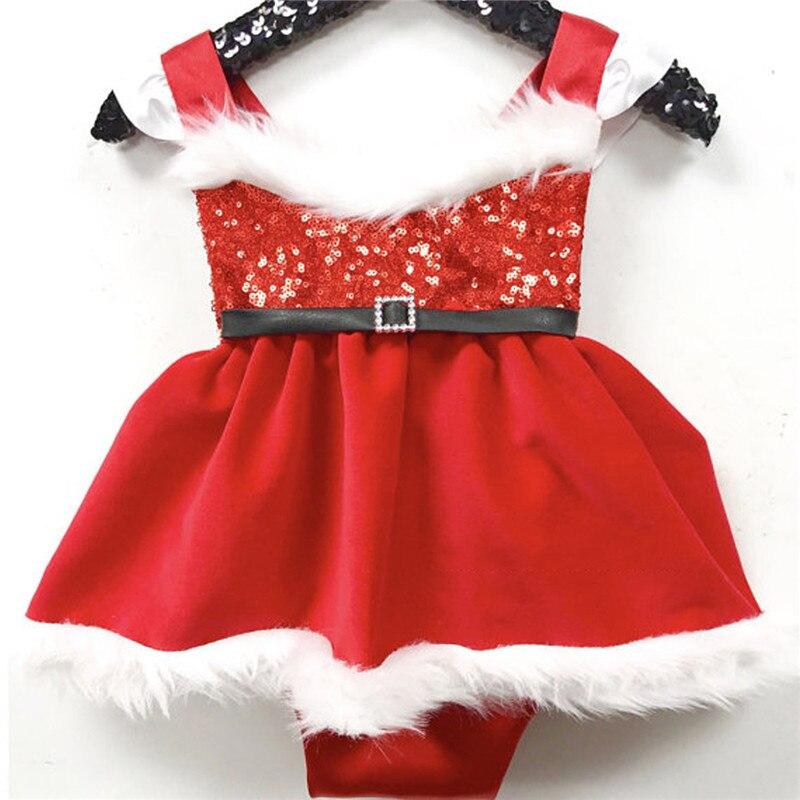 Baby Girls Christmas Romper Dress Fly Sleeve Sequins Romper Dress for Kids Toddler Girls Dresses For Girl In Elegant Christmas Style