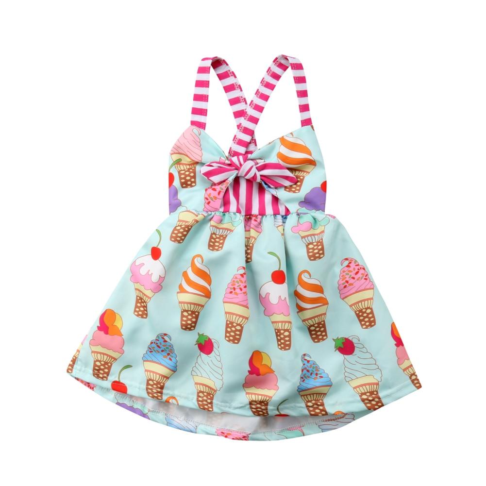 Luxury Modern New Popular Ice cream Toddler Baby Girls Party Halter Backless Tutu Dress Sundress Summer For Girls Dress In Luxury Ice Cream Design