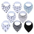 8PCS/SET Comfortable Colorful 100% Organic Cotton Adjustable Snaps Bandana Saliva Bibs For Baby Boys & Girls Kids