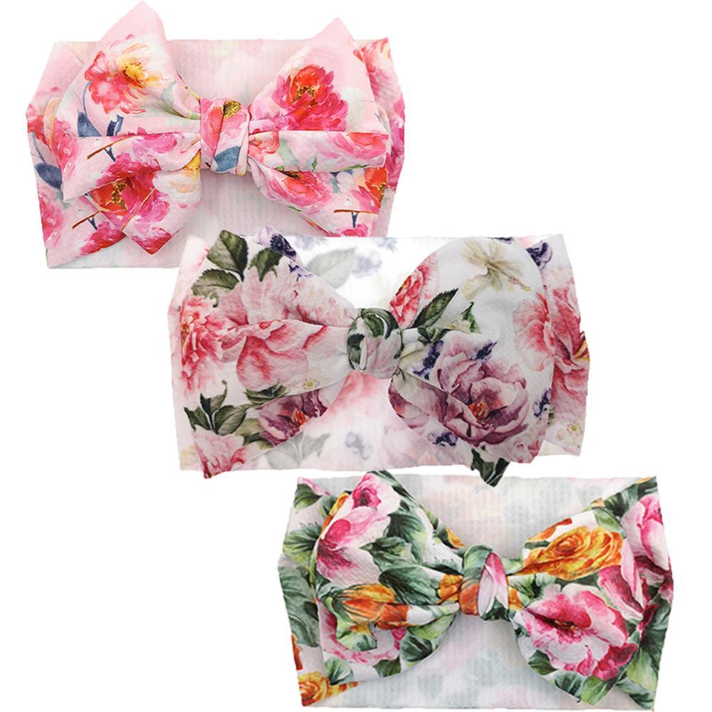 Modern Luxury Elegant Baby Girls Headband Turban Photography Props Baby Hair Accessories Bow 3 Pcs Set For Girls Baby