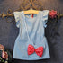 Children's Wear Dress Girls  Dresses For Party and Wedding with 100% Cotton Striped Lapel Fly Sleeves