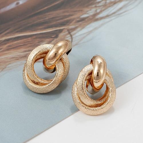 Modern Retro New Trend Flashbuy Gold Alloy Drop Earrings For Women  In Simple Exaggeration Elegant Style