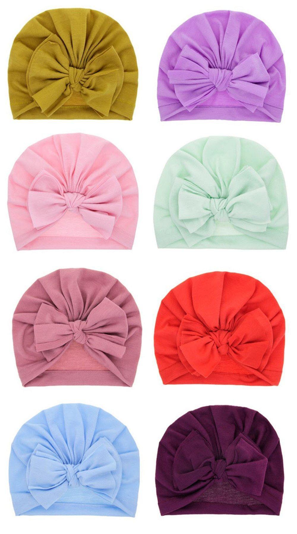 Modern Luxury Baby Girl Lovely Soft Winter Big Bow Turban Bonnet Cotton Caps For Girls Baby