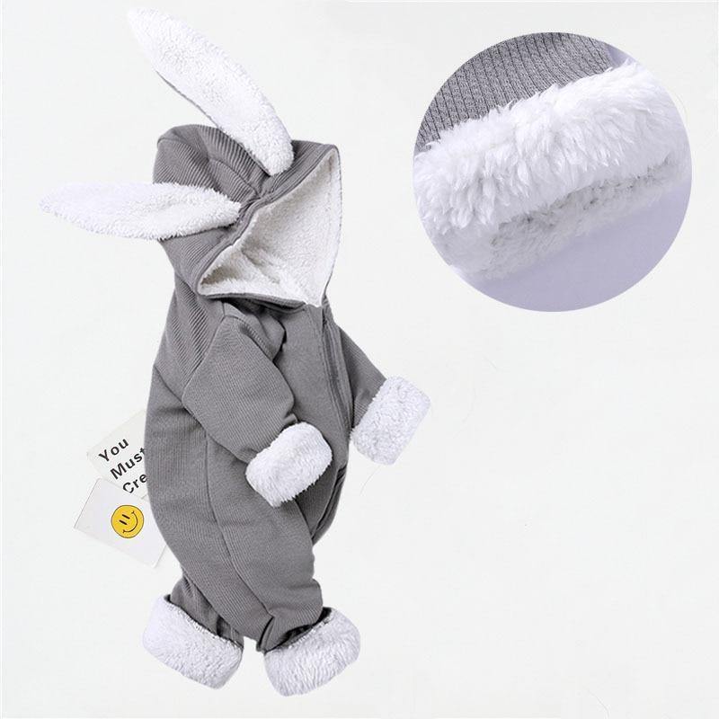 Elegant Baby Clothes Rompers Jumpsuits Newborn Cartoon Little Bee Rabbit Ears Zipper Clothes Cotton Jackets For Kids