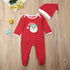 Newborn Girl Boy Autumn Santa Claus Long Sleeve Dot Bandage  Romper Jumpsuit Hat For Christmas Made For Girls and Boys