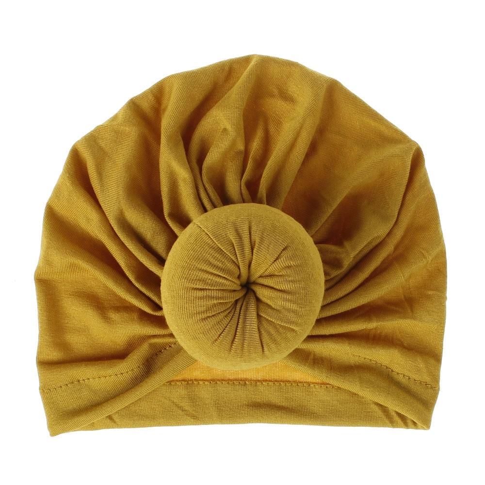 Handmade Pleated Flower Babies' Knitted Cotton Cloth Turban For Baby Girls In Elegant Style