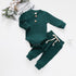 Infant Newborn Baby  Spring Autumn Ribbed Solid Clothes Sets Long Sleeve Bodysuits , Elastic Pants 2PCs