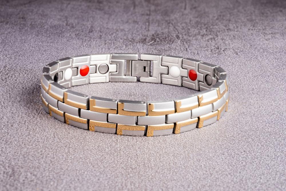 Trendy Men's Bracelet Stainless Steel Magnetic Bracelet Golden Magnet Bracelet For Men and Women